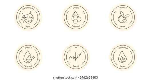  Vector Icons for Collagen Enhancement and Acne Treatment