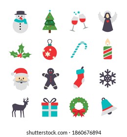 Vector Icons Collection - Cute Christmas Symbols. For web or print.
