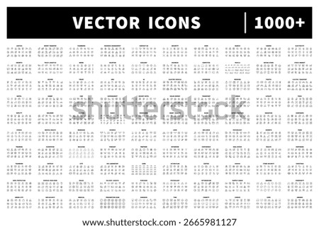Vector icons collection in line style. 1000+ outline icons collection. Modern flat line icons 