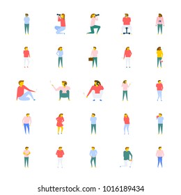 A Vector Icons Collection Of People In Flat Design 