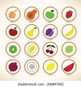 Vector icons collection of various fruits
