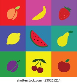 Vector icons collection of various fruits