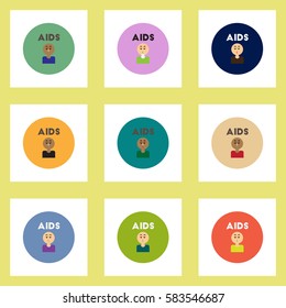 Vector icons collection various symptoms of AIDS on the human