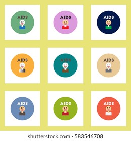 Vector icons collection various symptoms of AIDS on the human