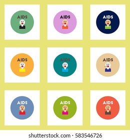Vector icons collection various symptoms of AIDS on the human