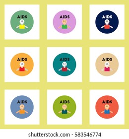 Vector icons collection various symptoms of AIDS on the human