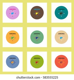 Vector icons collection various symptoms of leukemia on bodies