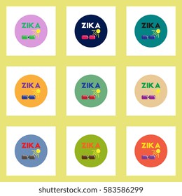 Vector icons collection various symptoms of Zika on the human