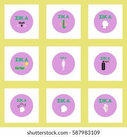 Vector icons collection various symptoms of Zika on the human