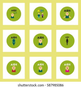 Vector icons collection various symptoms of AIDS on the human