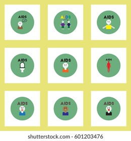 Vector icons collection various symptoms of AIDS on the human