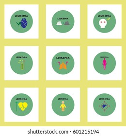 Vector icons collection various symptoms of leukemia on bodies
