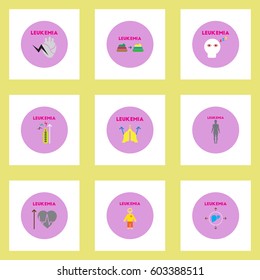 Vector icons collection various symptoms of leukemia on bodies
