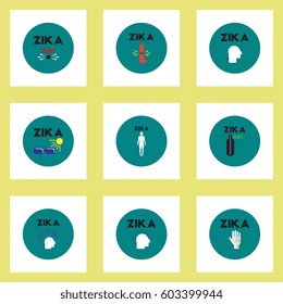 Vector icons collection various symptoms of Zika on the human