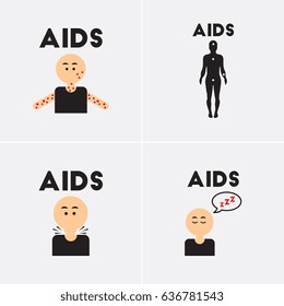 Vector icons collection various symptoms of AIDS