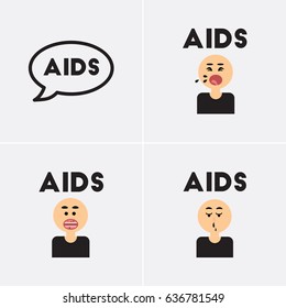 Vector icons collection various symptoms of AIDS on the human