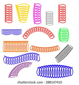 Vector Icons Colorful  Springs  Collection Isolated on White Background.
