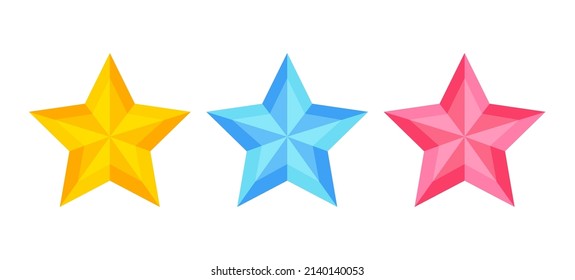 Vector icons of colorful stars. Vector emblem of stars for game rating.