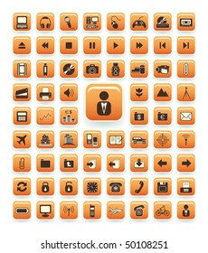 iconos vectoriales. computadoras, foto, video, audio, transporte, negocios, finanzas.