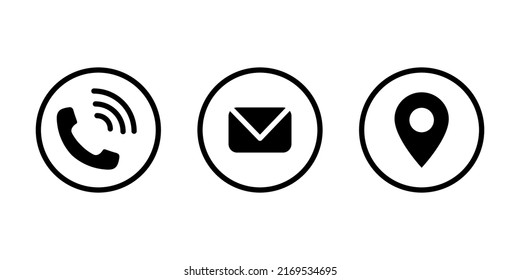 Iconos vectores para información de contacto, correo electrónico, teléfono y dirección. Iconos para tarjetas de visita y sitio web