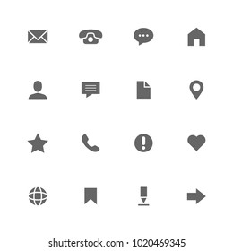vector icons contact website set grey on white background