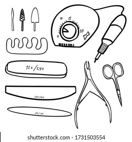 Vector icons of cosmetics and tools for beautiful hands and nails. For postcards, posters, stickers and professional design.