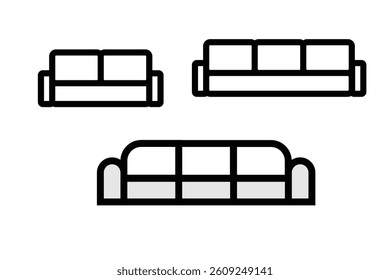 vector icons and couches for interiors.