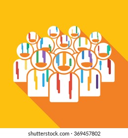 Vector icons crowds in the paint. Smile. Holi festival. flat illustration.