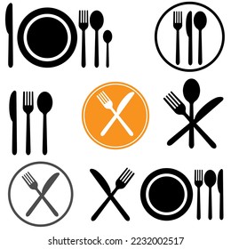 Vector icons of cutlery. The concept of eating. Icons for cafes, canteens, restaurants