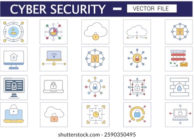 Vector Icons for Cybersecurity and Firewalls.eps