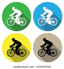 Vector Icons. A cyclist icon. Badge in a flat design. For the web concept and mobile devices.