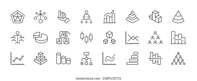 Vector icons of data visualization and business analytics elements.