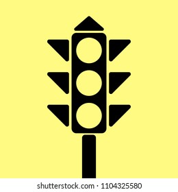 Vector Icons depicting typical horizontal traffic signals with red light above green and yellow