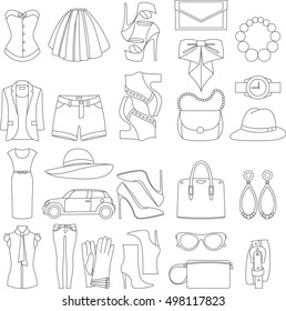 Vector icons design concept of fashion look