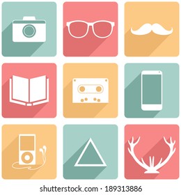 Vector icons for design Flat hipster