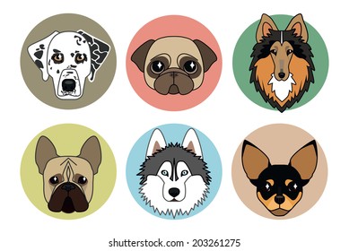 vector icons of different breeds of dogs