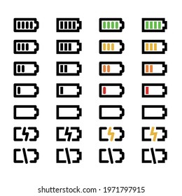 vector icons of different kinds of battery.