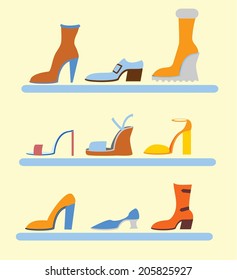 Vector icons of different shoes