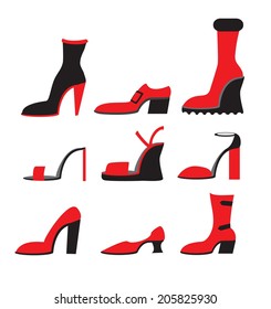 Vector icons of different shoes
