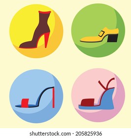 Vector icons of different shoes