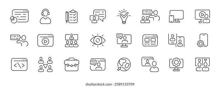Vector icons for digital communication and business applications.