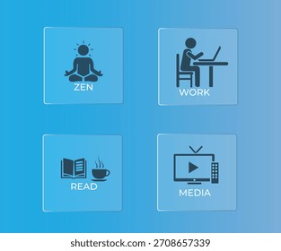 Vector Icons for Digital and Wellness Life Balance