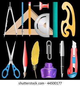 vector icons of drawing instrument