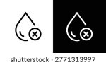 Vector icons of a droplet with a reject symbol on white