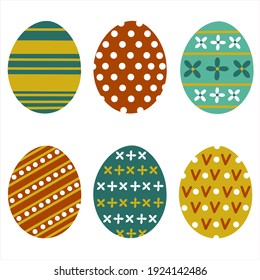 Vector icons of Easter eggs. Isolated icons on a white background.