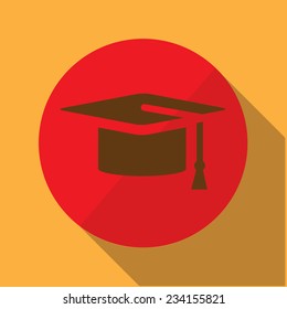 Vector icons "education" on the topic business, on a red  circle