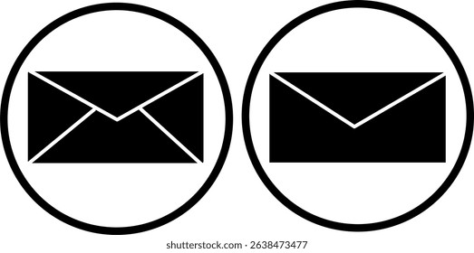 Vector icons of email – open and closed envelope styles