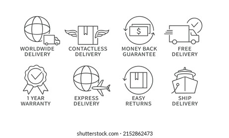 Vector Icons Or Emblems For E-commerce Security. Delivery Badges Set