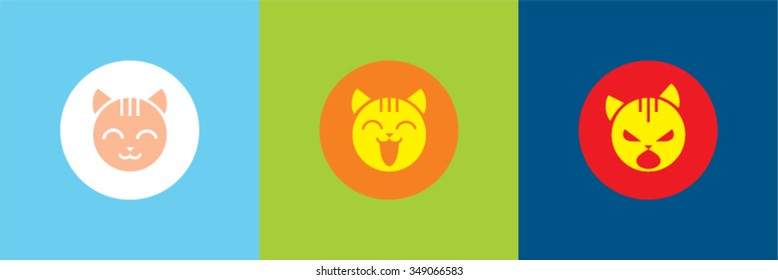 Vector icons with the emotions of the cat