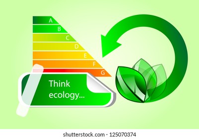 Vector icons with energy and eco motives. Energy chart.